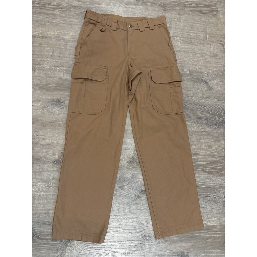 Men's Duluth Trading Khaki Brown Relaxed Fit Cargo‎ Utility Pants Size 34 X 32